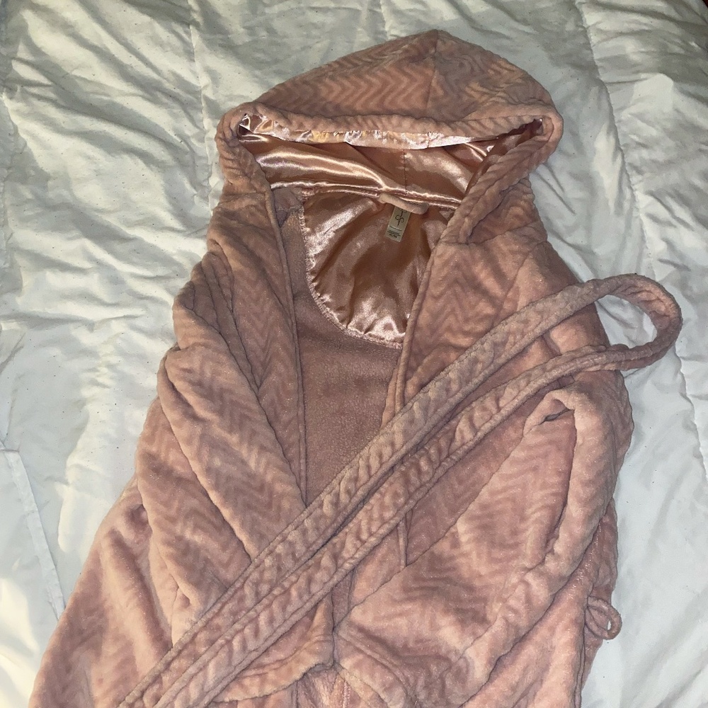 Fuzzy Bathrobe with Satin Interior Hood